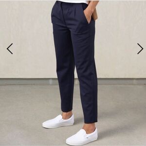 AYR Metropolitan Wool Pleated Trouser Pants Navy Blue FLAW